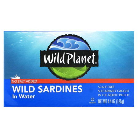 Wild Planet, 물에 담긴 야생 정어리, 소금 무첨가, 4.4 oz (125 g)