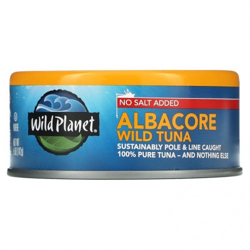 Wild Planet, 야생 흰날개 다랑어, 무염, 5 oz (142 g)