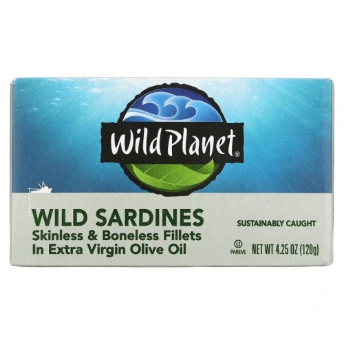 Wild Planet, 엑스트라 버진 올리브오일 함유 자연산 정어리 순 살코기, 120g(4.25oz)