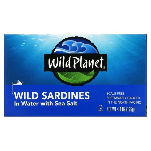 Wild Planet, 바다 소금을 곁들인 물 속의 야생의 정어리, 4.4 oz (125 g)