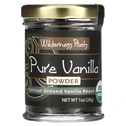 Wilderness Poets, 퓨어 바닐라 파우더, 분쇄 타히티 바닐라빈, 28g(1oz)
