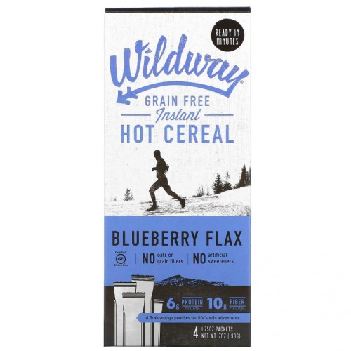 Wildway, 곡물 무함유 인스턴트 핫 시리얼, 블루베리 아마, 4팩, 개당 50g(1.75oz)