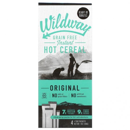 Wildway, 곡물 무함유 인스턴트 핫 시리얼, 오리지널, 4팩, 개당 50g(1.75oz)