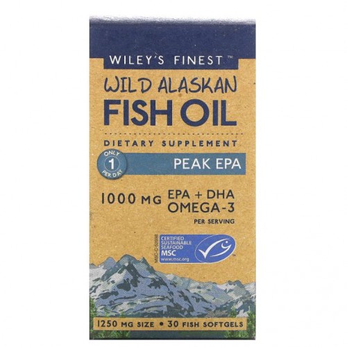 Wiley's Finest, 야생 알래스카 피쉬 오일, 에이코사펜타엔산 최고 함량, 1,000mg, 피쉬 소프트젤 30정