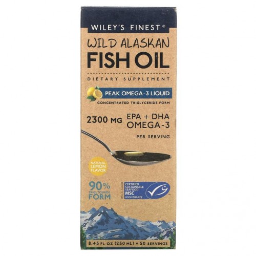 Wiley's Finest, 야생 알래스카 피쉬 오일, Peak 액상 오메가3, 천연 레몬 맛, 250ml(8.45fl oz)