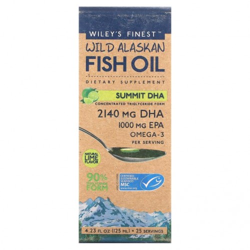 Wiley's Finest, 야생 알래스카 피쉬 오일, Summit DHA, 천연 라임 향료, 125ml(4.23fl oz)