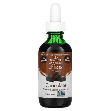 Wisdom Natural, SweetLeaf, Sweet Drops 스테비아 감미료, 초콜릿 맛, 60ml(2fl oz)