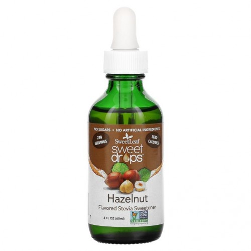 Wisdom Natural, SweetLeaf, Sweet Drops 스테비아 감미료, 헤이즐넛, 60ml(2fl oz)