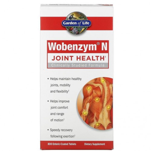 Wobenzym N, 관절 건강, 장용성 코팅 800정