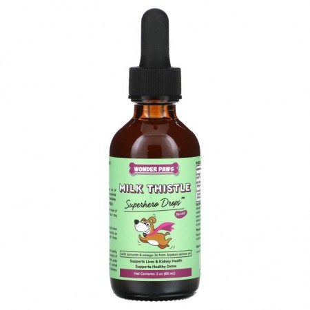 Wonder Paws, Milk Thistle, Superhero Drops, For Dogs, 2 oz (60 ml)