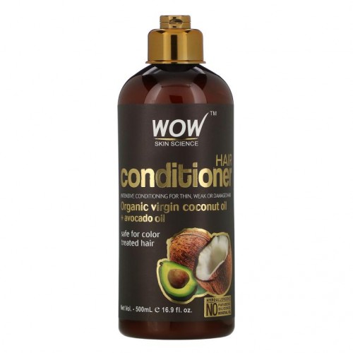 Wow Skin Science, 컨디셔너, 유기농 버진 코코넛 오일 + 아보카도 오일, 500ml(16.9fl oz)