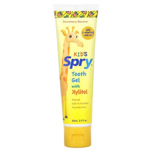 Xlear, Kids Spry, 자일리톨이 들어 있는 치아 젤, 딸기 바나나, 2.0 fl oz (60 ml)