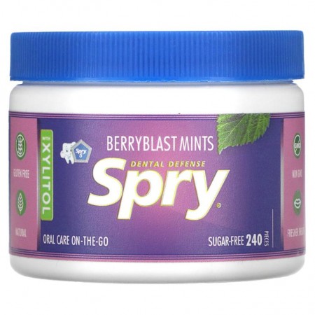 Xlear, Spry, 베리블라스트 민트, 무설탕, 240개입(144g)