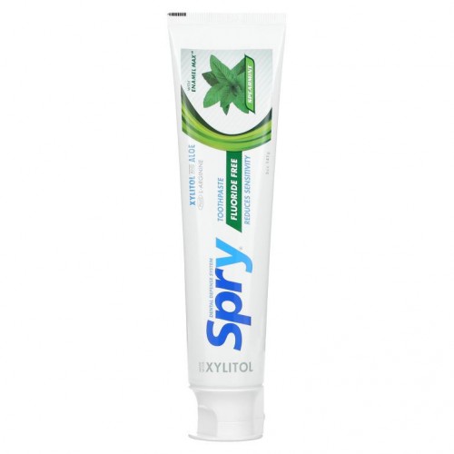 Xlear, 천연 Spry 치약, 불소 무함유, 스피어민트, 141g(5oz)