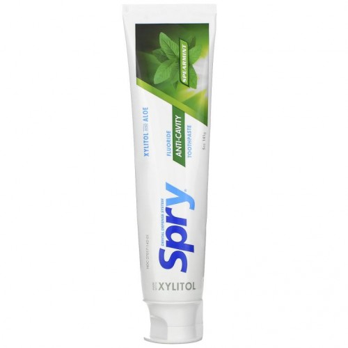 Xlear, Spry 치약, 불소 함유 충치 예방, 스피어민트, 141g(5oz)