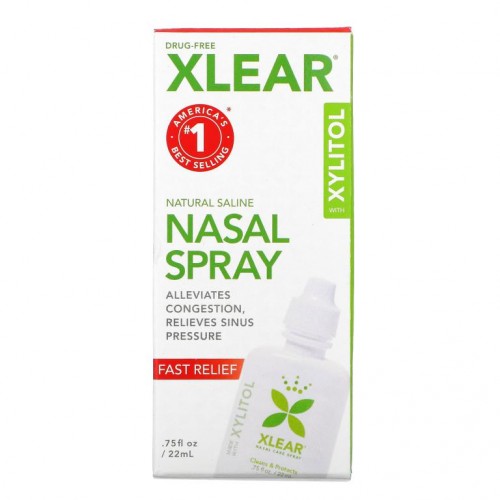 Xlear, 천연 성분 식염수 비강 스프레이, 자일리톨 함유, 빠른 완화 효과, 22ml(0.75fl oz)
