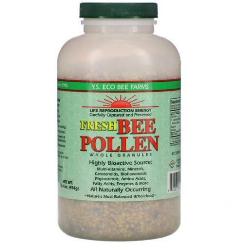 Y.S. Eco Bee Farms, 신선한 벌 꽃가루 그래뉼, 천연, 454g(16.0oz)