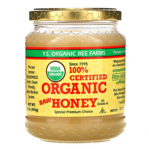 Y.S. Eco Bee Farms, 100% 공인 유기농 생꿀, 1.0 lb(454 g)