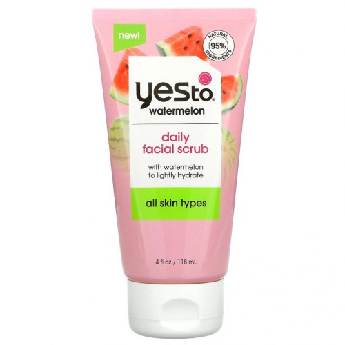 Yes To, 데일리 페이셜 스크럽, 수박 함유, 118ml(4fl oz)