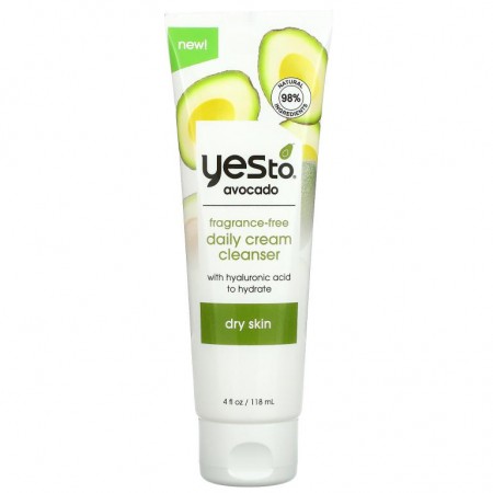 Yes To, Avocado, Daily Cream Cleanser, Fragrance-Free, 4 fl oz (118 ml)