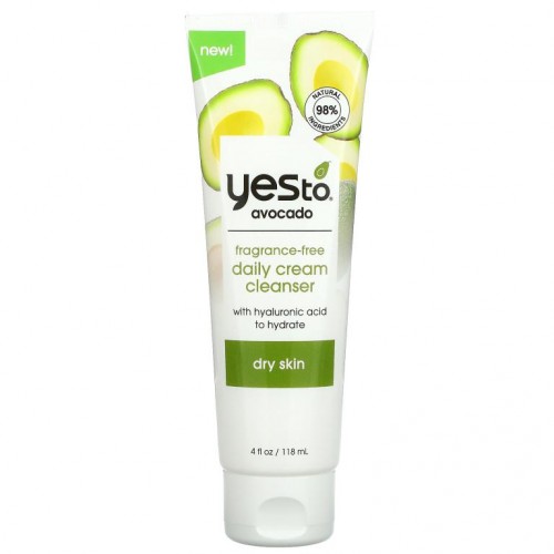 Yes To, Avocado, Daily Cream Cleanser, Fragrance-Free, 4 fl oz (118 ml)