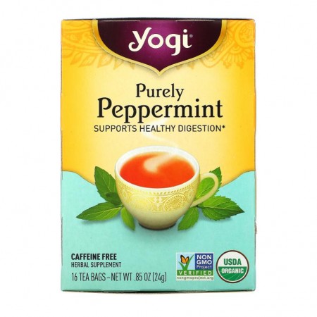 Yogi Tea, 순수 페퍼민트, 무카페인, 티백 16개입, 24g(85oz)
