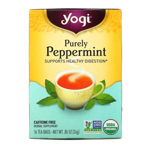 Yogi Tea, 순수 페퍼민트, 무카페인, 티백 16개입, 24g(85oz)