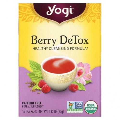 Yogi Tea, 베리 디톡스, 카페인 무함유, 티백 16개, 32g(1.12oz)