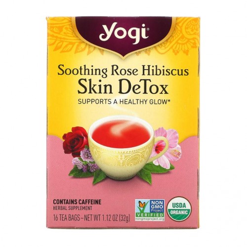 Yogi Tea, 스킨 디톡스, 수딩 로즈 히비스커스, 티백 16개, 32g(1.12oz)