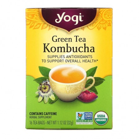 Yogi Tea, 녹차 콤부차, 티백 16개, 32g(1.12oz)