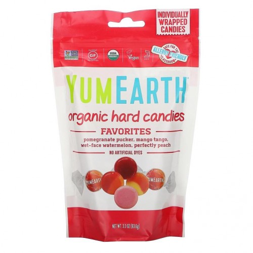 YumEarth, 유기농 하드 캔디, 맛좋은 과일, 3.3 oz (93.6 g)
