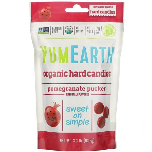 YumEarth, 유기농 하드 캔디, 석류 퍼커, 3.3 oz (93.6 g)