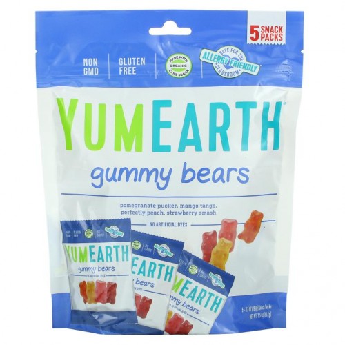 YumEarth, 거미 베어, 다양한 맛, 5 스낵 팩, 각 0.7 oz (19.8 g)