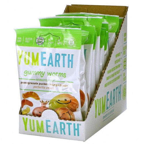 YumEarth, Gummy Worms, 여러가지 맛, 12 팩, 2.5 oz (71 g) 각.