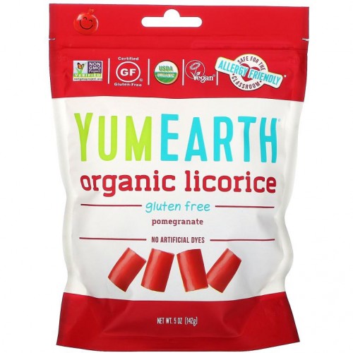 YumEarth, 부드럽게 먹는 글루텐없는 석류 감초 사탕 + Yum, 5 oz (142 g)
