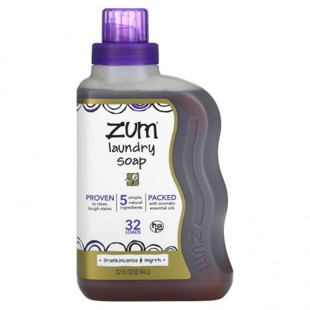 ZUM, Zum Clean, 아로마테라피 세탁비누, 유향 & 몰약, 0.94L(32fl oz)