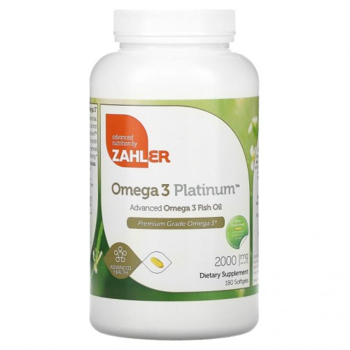 Zahler, 오메가 3 플래티넘, 고급 오메가 3 피쉬 오일, 1,000 mg, 소프트젤 180정