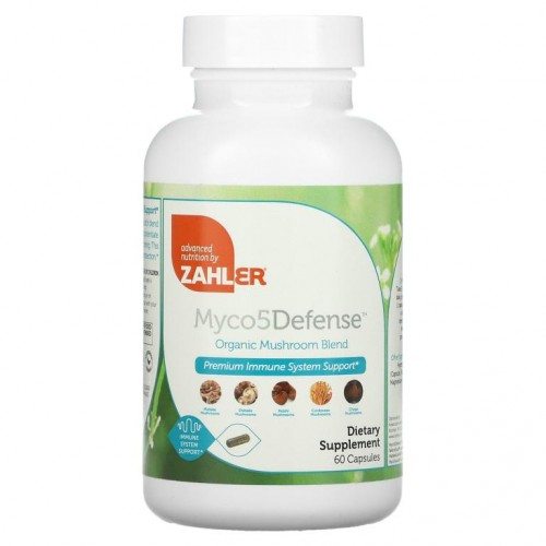 Zahler, Myco5Defense, 유기농 버섯 혼합물, 캡슐 60정