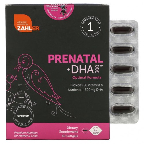 Zahler, Prenatal + DHA 300, 소프트젤 60정