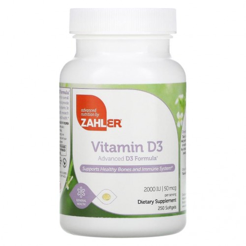 Zahler, Vitamin D3, Advanced D3 Formula, 50 mcg (2,000 IU), 250 Softgels