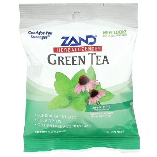 Zand, 녹차, Herbalozenge, 스위트 민트, 사탕 정제 15정