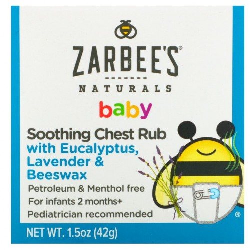Zarbee's, 유아용, 수딩 체스트 럽, 유칼립투스, 라벤더, 비즈왁스 함유, 42g(1.5g)