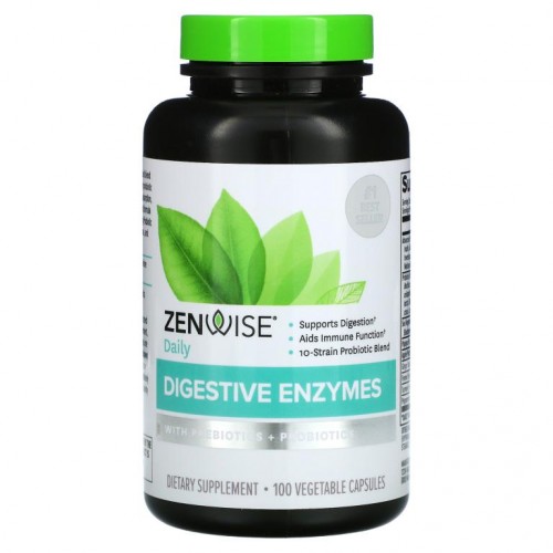 Zenwise Health, Daily Digestive Enzymes with Prebiotics + Probiotics, 100 Vegetarian Capsules