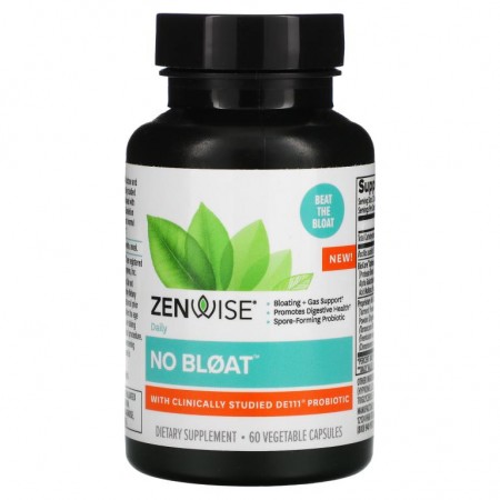 Zenwise Health, No Bloat with Clinically Studied DE111 Probiotic, 60 Vegetable Capsules