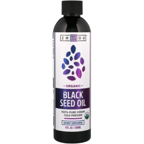 Zhou Nutrition, 유기농, 100% 순수 버진 블랙 시드 오일, 저온 압착, 8 fl oz (240 ml)