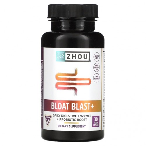 Zhou Nutrition, 팽만감 제거제, 베지 캡슐 30정