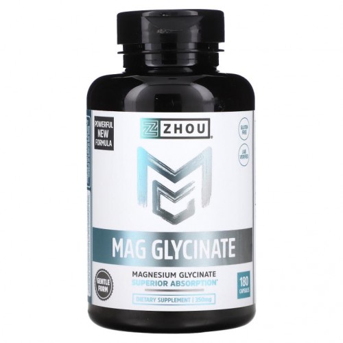 Zhou Nutrition, 글리신산 마그네슘, 87mg, 캡슐 180정