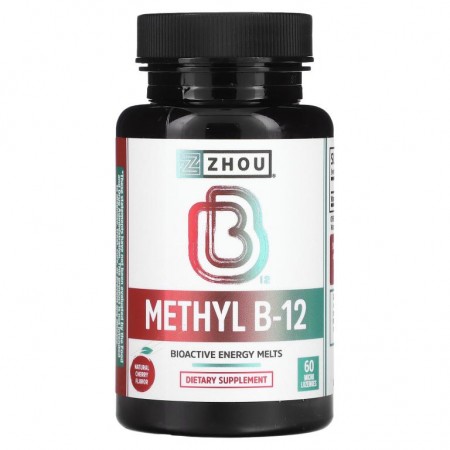 Zhou Nutrition, 메틸 B-12, 천연 체리 맛, 소형 사탕 정제 60정