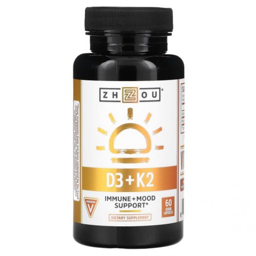 Zhou Nutrition, D3 + K2, 베지 캡슐 60정