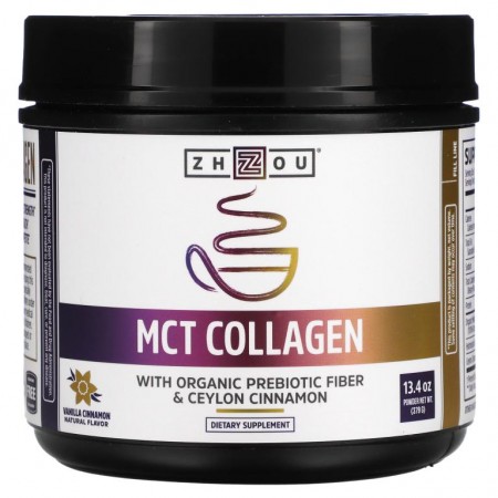 Zhou Nutrition, MCT 콜라겐, 바닐라 계피, 379g(13.4oz)